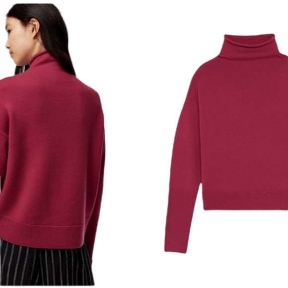 Aritzia Sweaters - Aritzia Wilfred Mock Neck Wool Red Sweater SZ Large Lightweight Knit Long sleeve